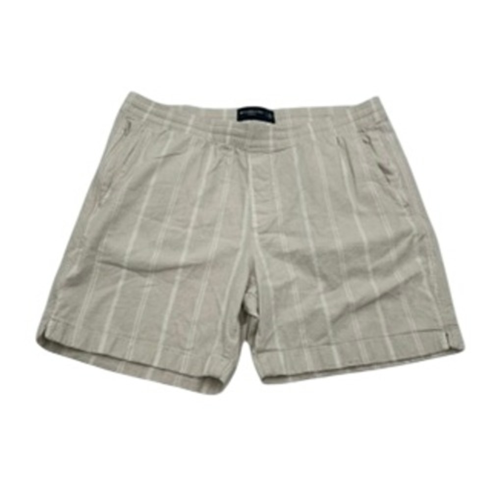 Abercrombie & Fitch Mens XL Tan White Striped Linen Blend Stretch Shorts
